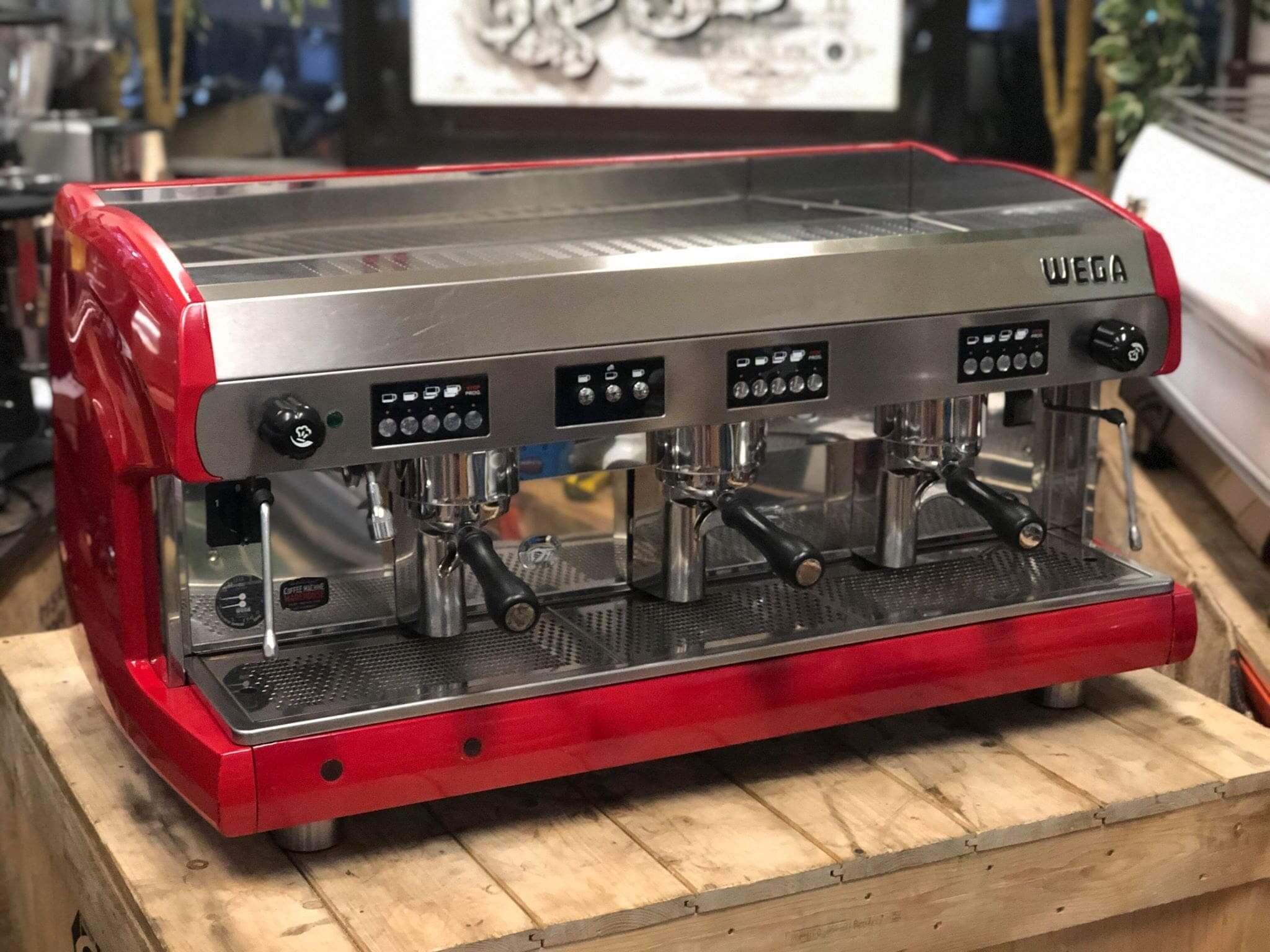Wega Polaris Low Cup - 3 Group Commercial Espresso Machine - Red