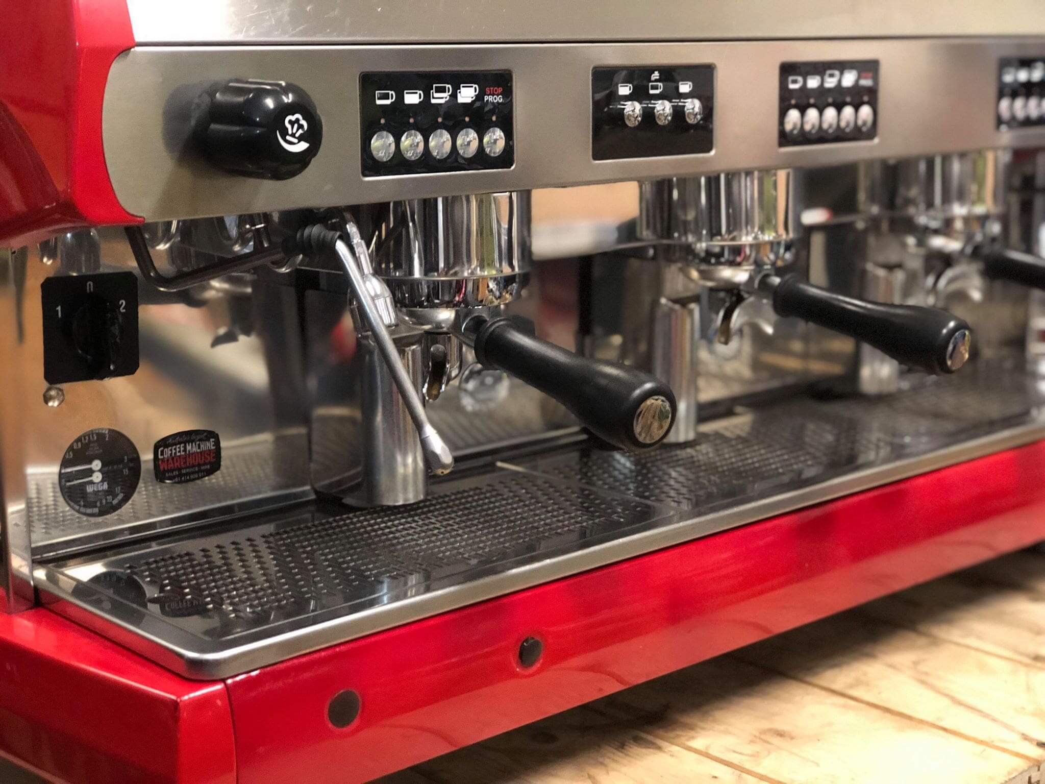 Wega Polaris Low Cup - 3 Group Commercial Espresso Machine - Red