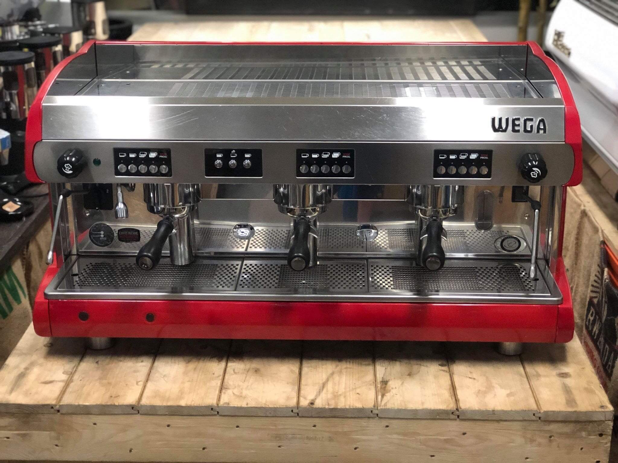 Wega Polaris Low Cup - 3 Group Commercial Espresso Machine - Red