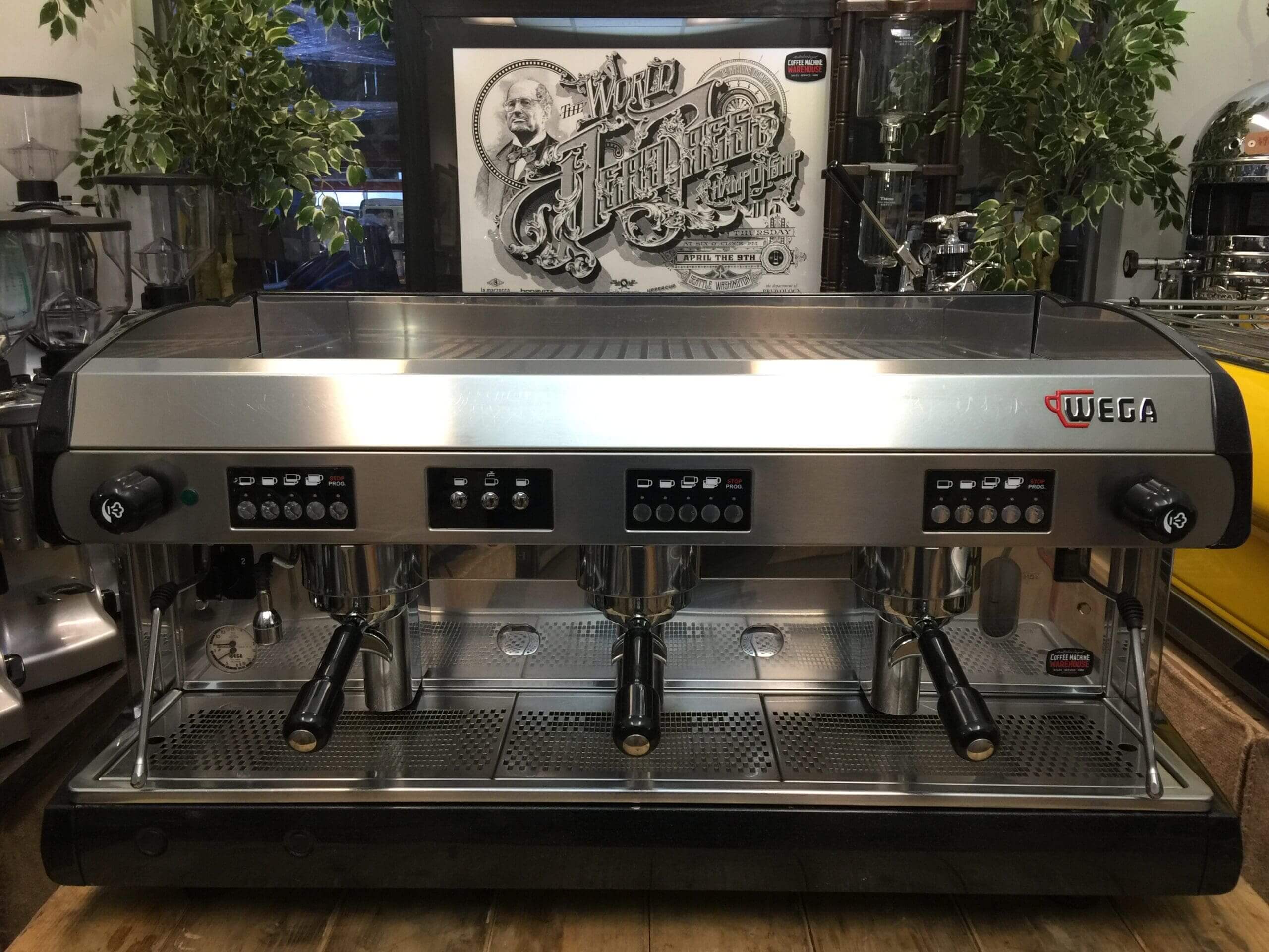 Wega Polaris Low Cup Metallic - 3 Group Commercial Espresso Machine - Black