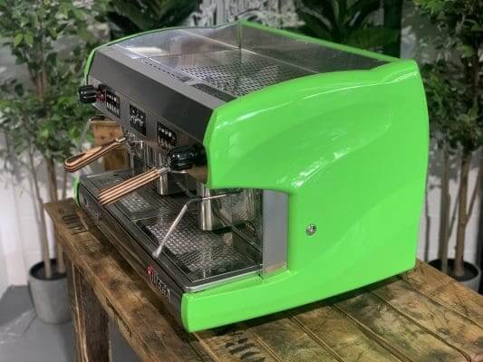 Wega Polaris Lime Green Handles - 2 Group Commercial Espresso Machine - Timber