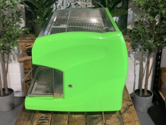 Wega Polaris Lime Green Handles - 2 Group Commercial Espresso Machine - Timber