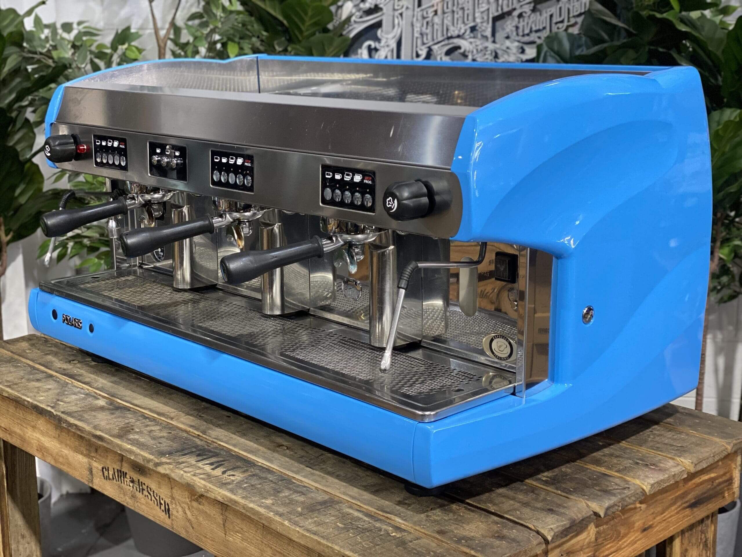 Wega Polaris High Cup Sky - 3 Group Commercial Espresso Machine - Blue