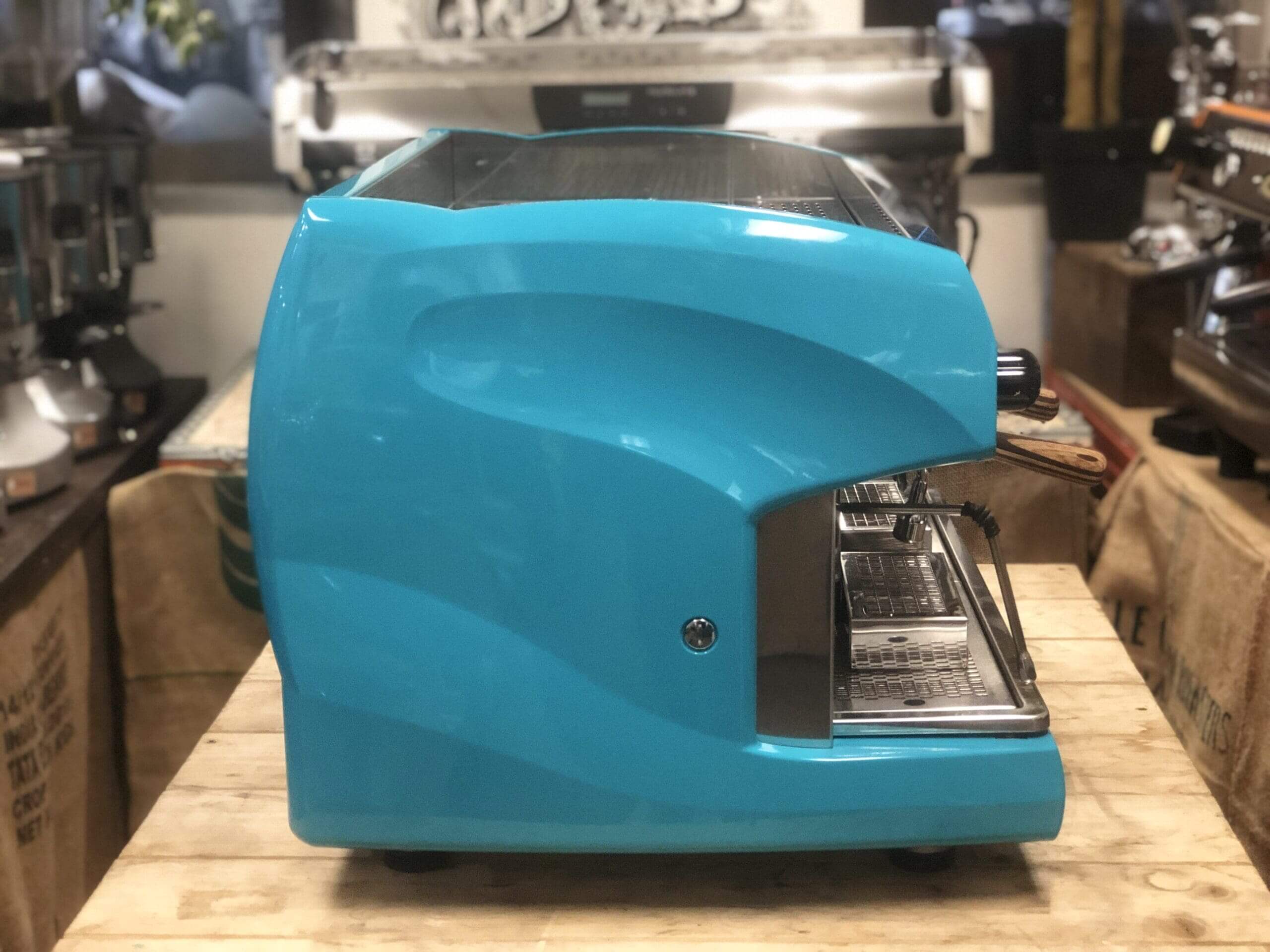 Wega Polaris Timber Handles High Cup - 2 Group Commercial Espresso Machine - Blue