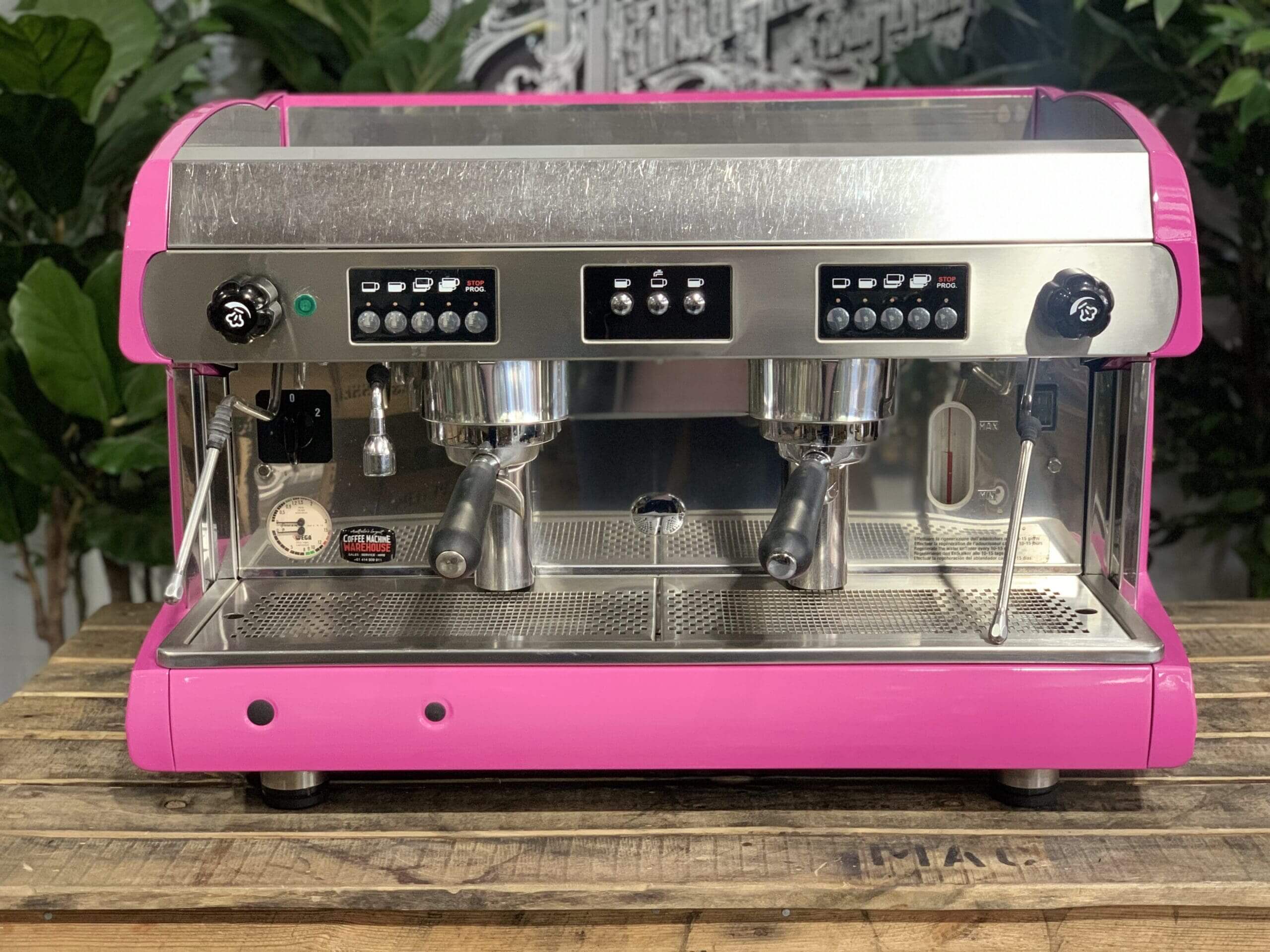 Wega Polaris Low Cup Hot - 2 Group Commercial Espresso Machine - Pink