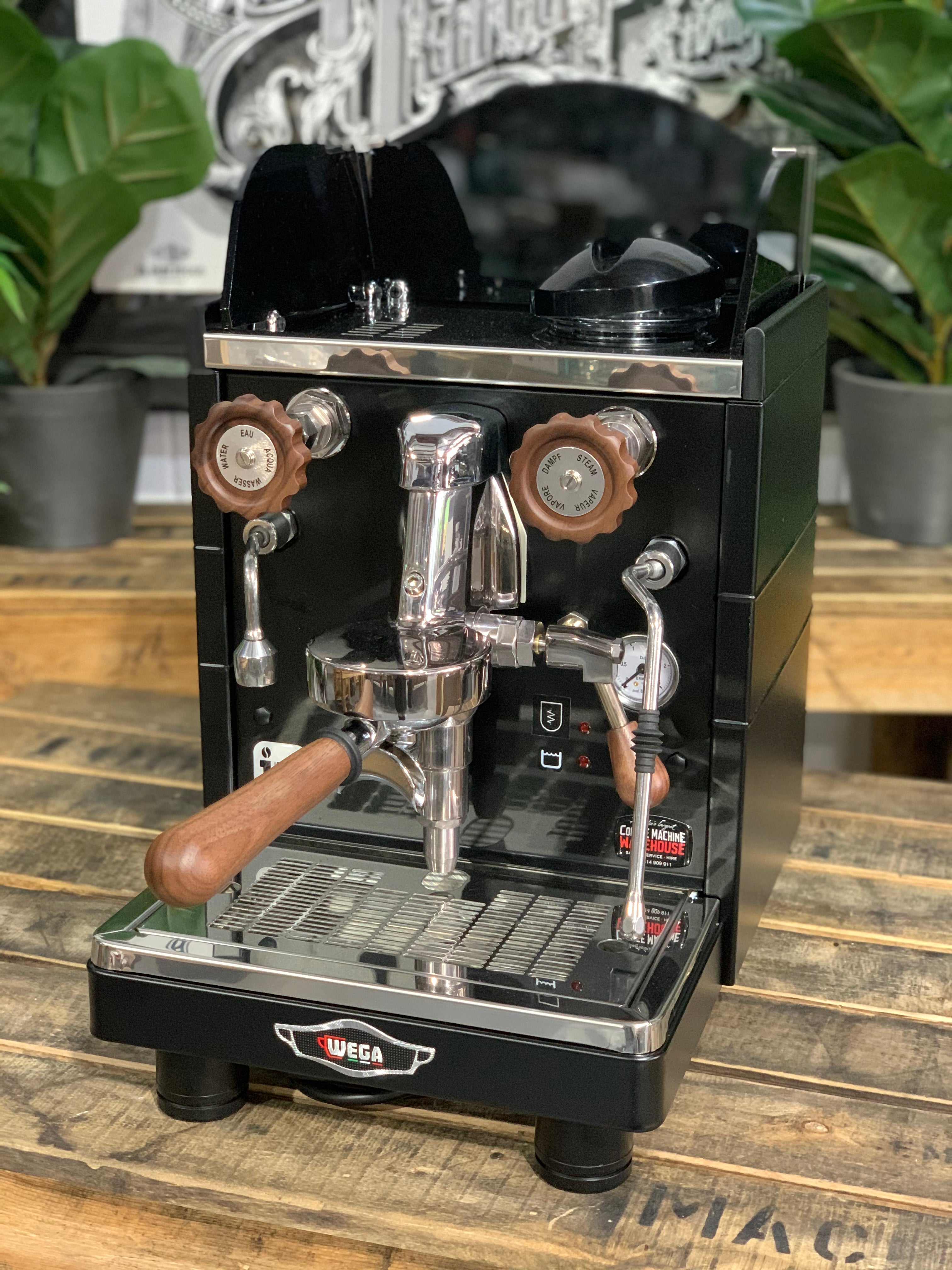 Wega Mininova Classic & Wooden Accents - 1 Group Commercial Espresso Machine - Black