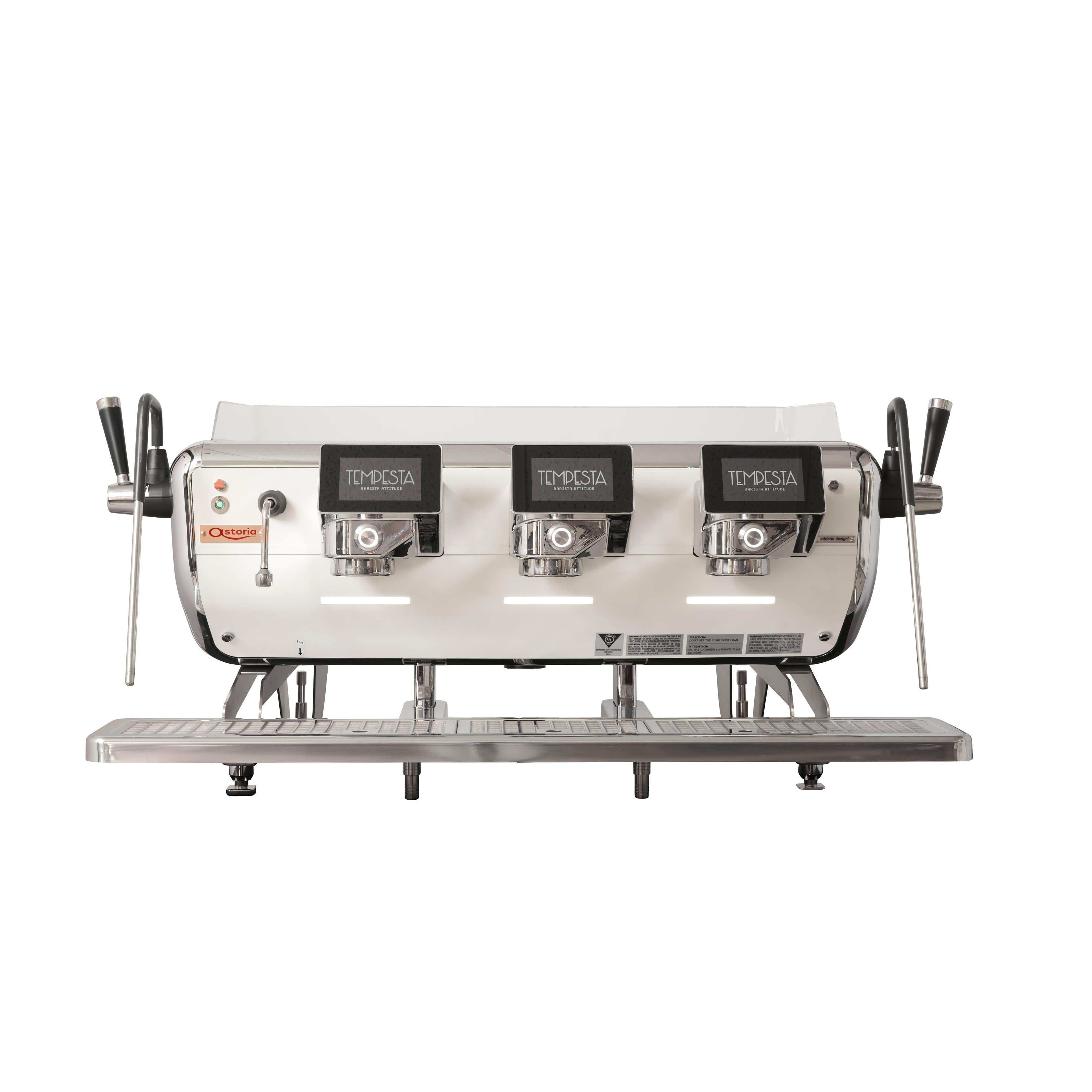 Astoria Barista Attitude Tempesta White with trims - 3 Group Commercial Espresso Machine - Chrome