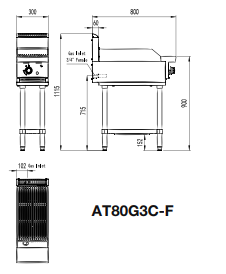 Cookrite 26.5Mj/h 300 mm Radiant Char Grills NG AT80G3C-F-NG