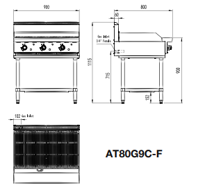 Cookrite 79.5Mj/h 900 mm Radiant Char Grills NG AT80G9C-F-NG