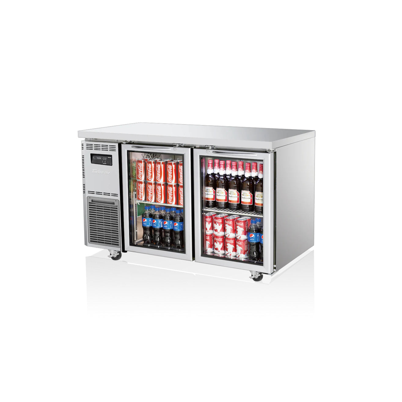 Turbo Air Undercounter 2 Glass Door Fridge 1200mm Width x 600mm Depth KGR12-2S-N