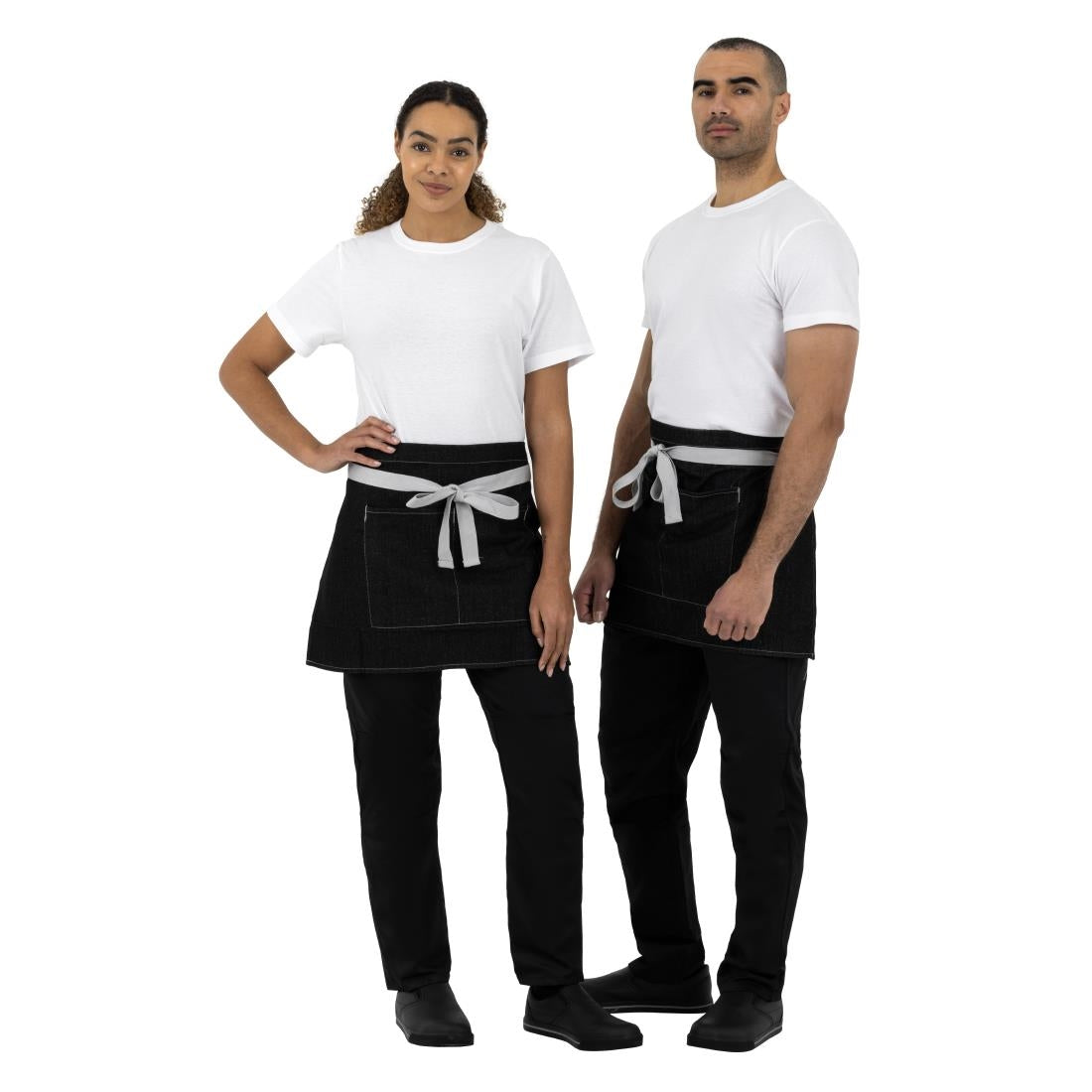 Southside Waist Apron Denim Black with Grey Ties - B995