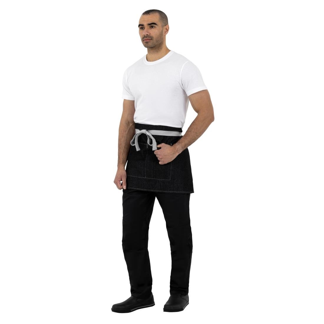 Southside Waist Apron Denim Black with Grey Ties - B995