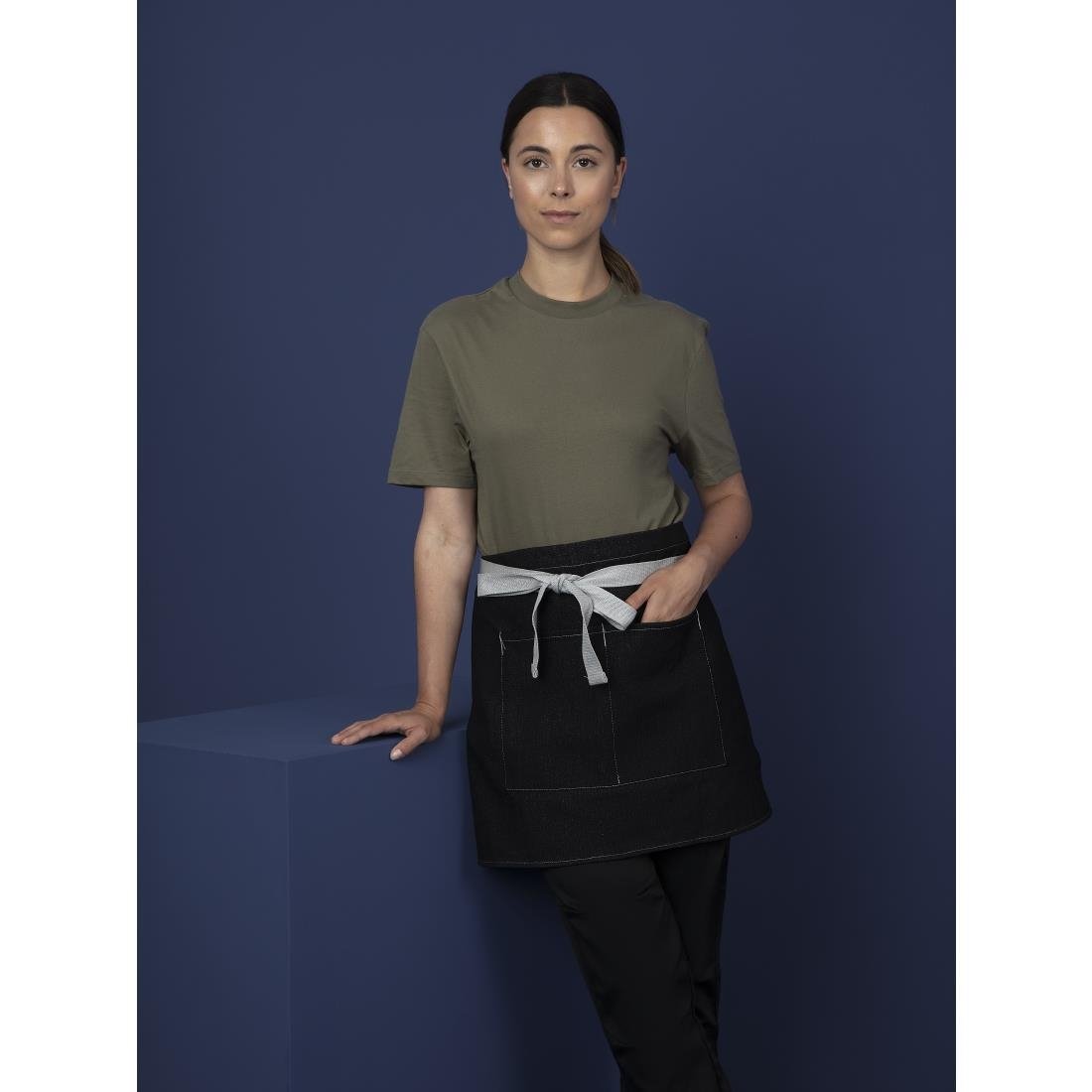 Southside Waist Apron Denim Black with Grey Ties - B995
