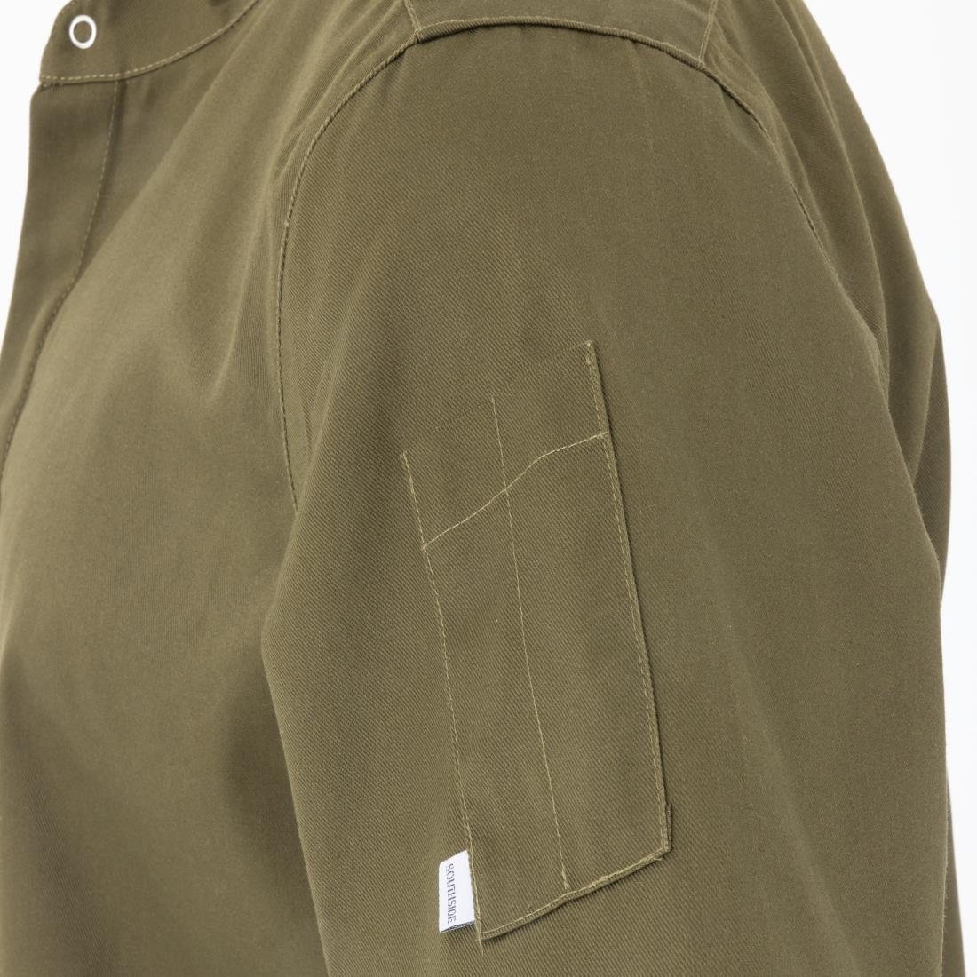 Southside Band Collar Chef Jacket Khaki Size XL - BA001-XL