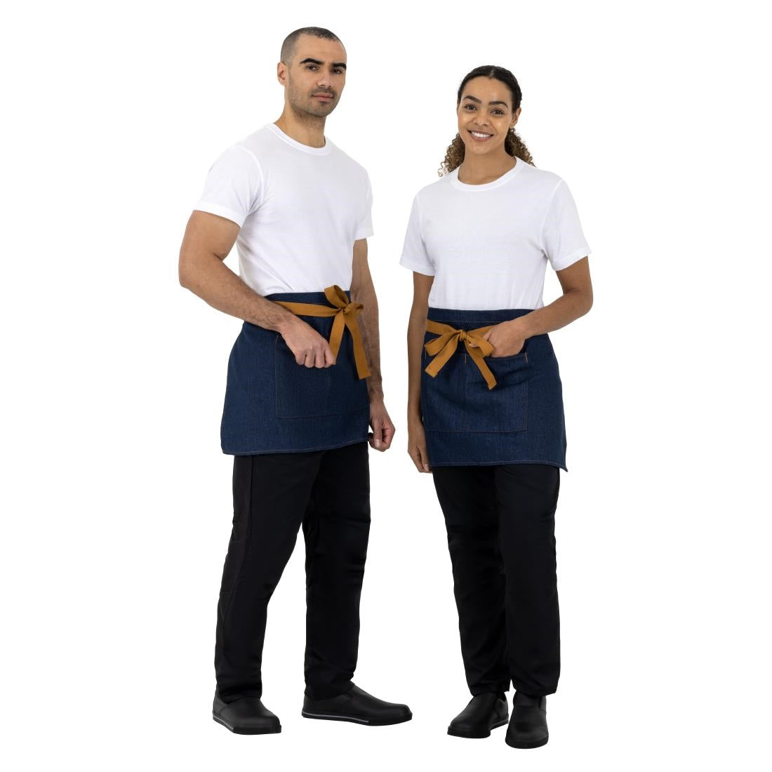 Southside Waist Apron Denim Blue with Tan Ties - BB465