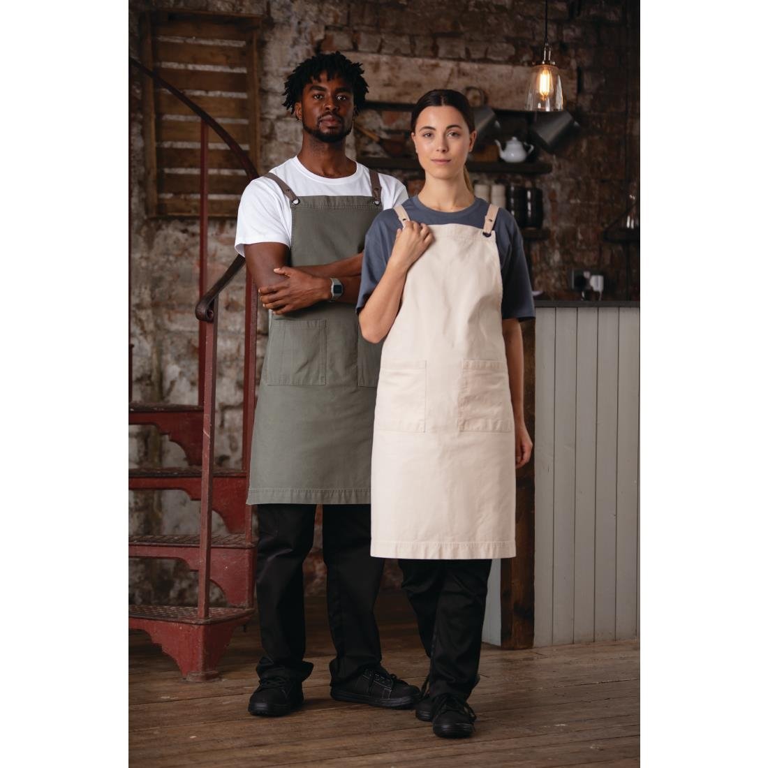 Southside Cotton Canvas Bib Apron Stone - BB685