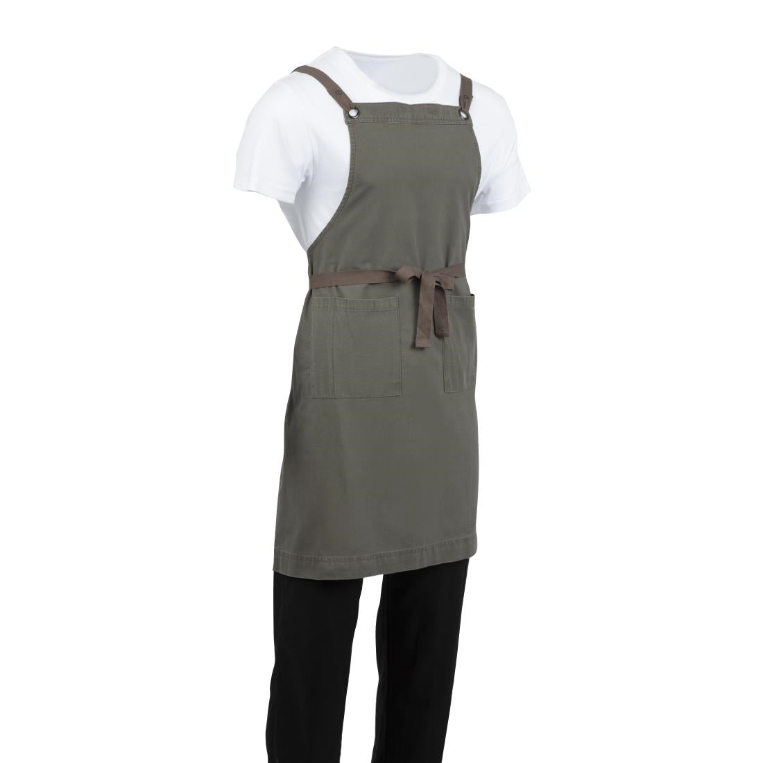 Southside Cotton Canvas Bib Apron Khaki - BB684