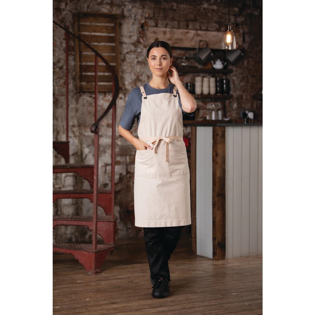 Southside Cotton Canvas Bib Apron Stone - BB685