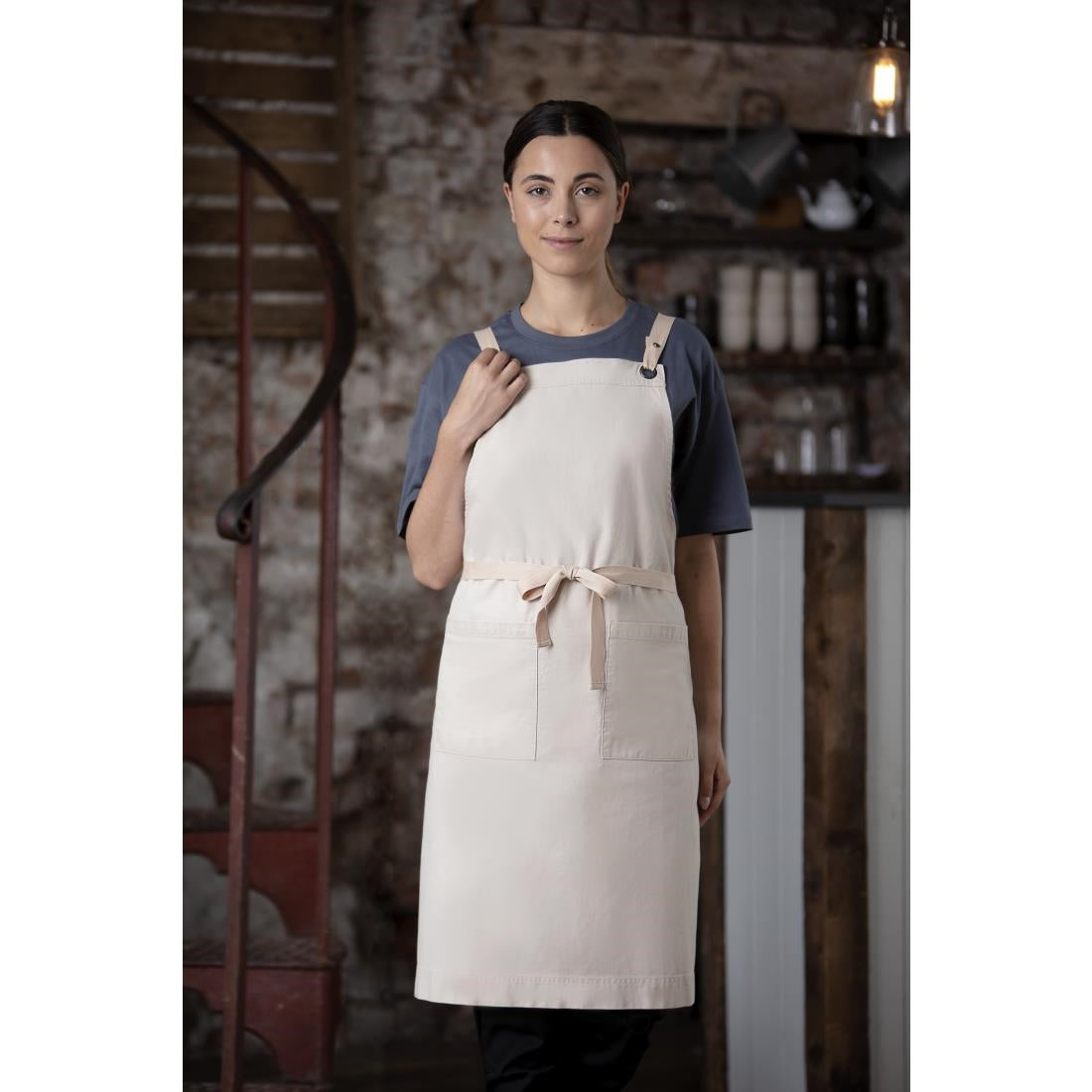 Southside Cotton Canvas Bib Apron Stone - BB685