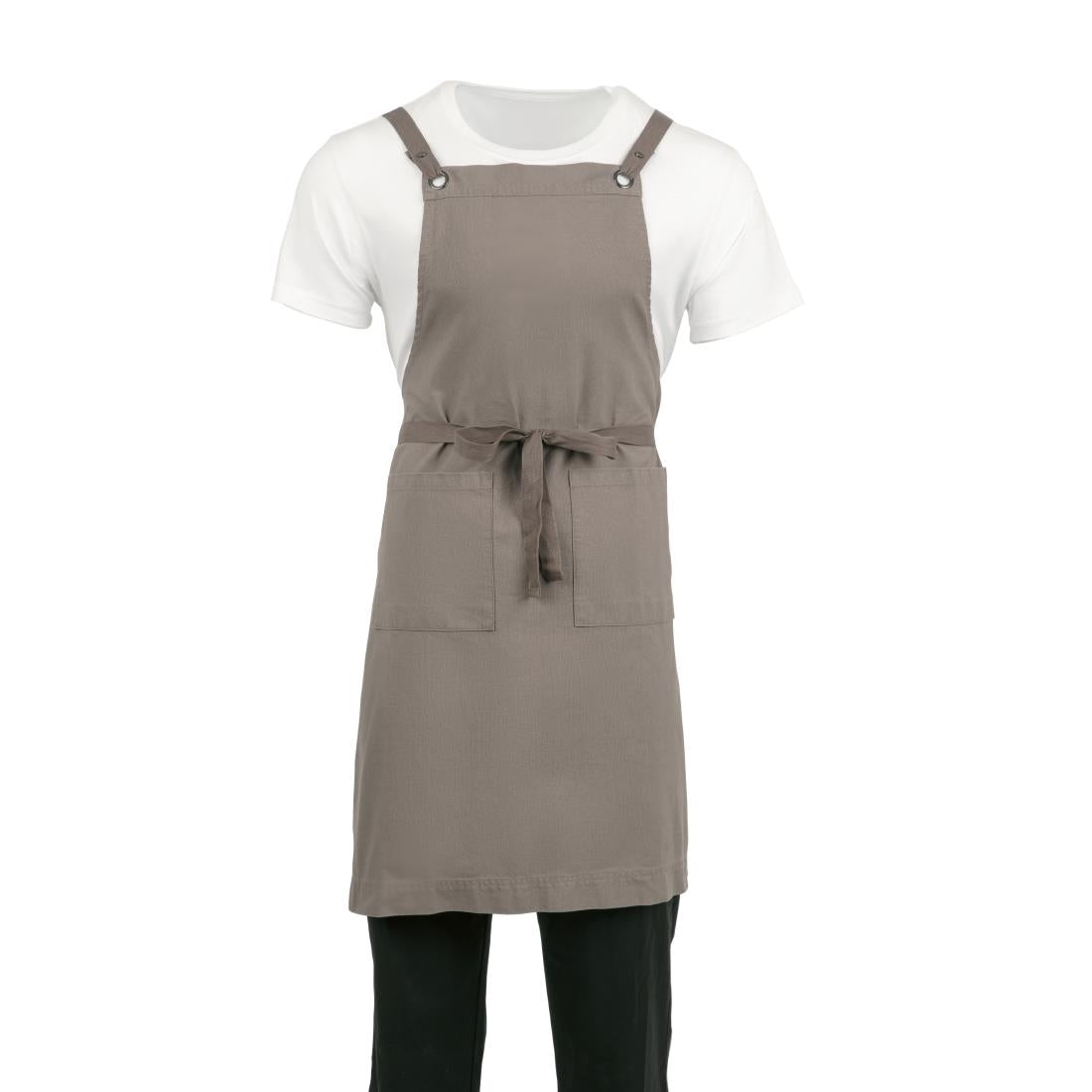Southside Cotton Canvas Bib Apron Washed Grey - BB687