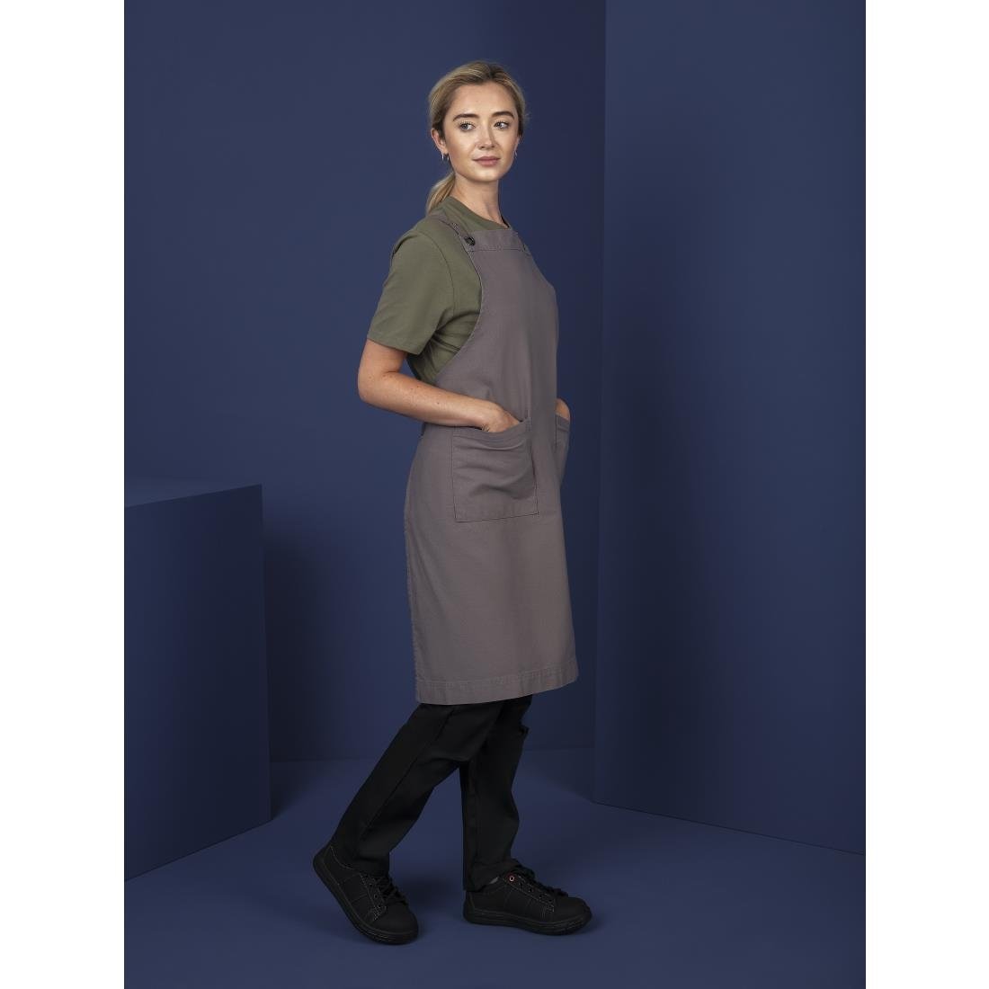 Southside Cotton Canvas Bib Apron Washed Grey - BB687