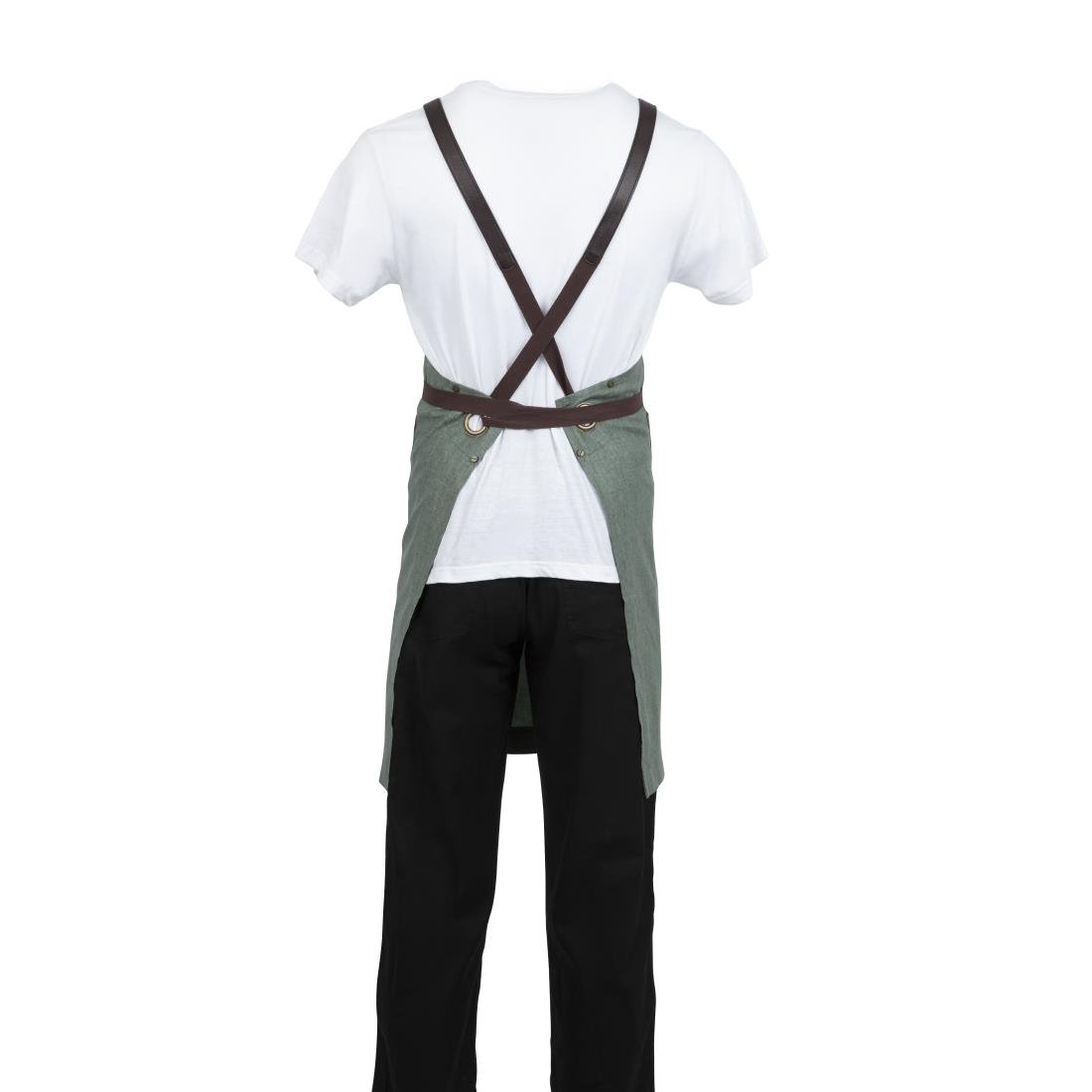 Southside Linen Blend Bib Apron Forest Green - BB690