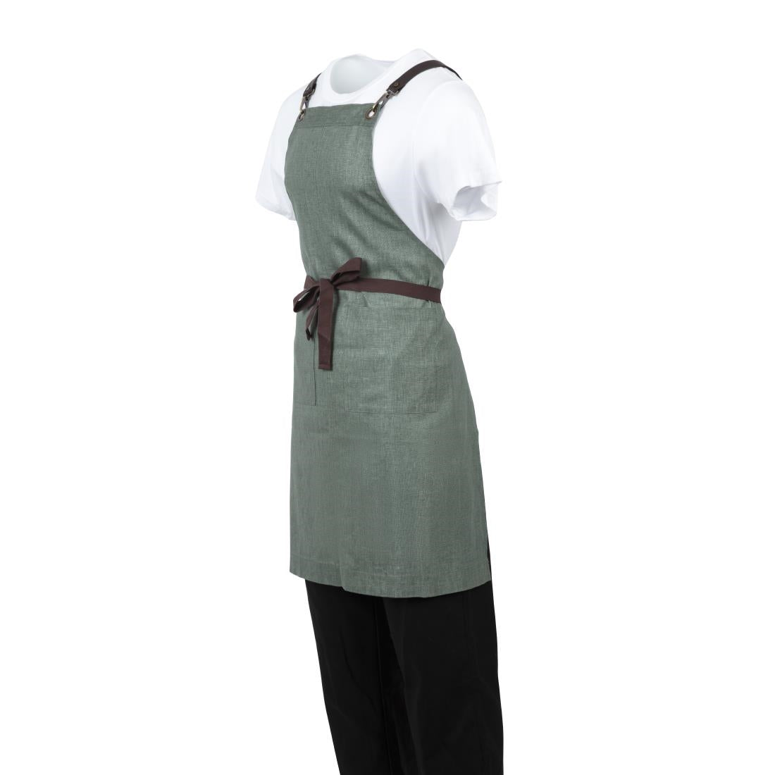Southside Linen Blend Bib Apron Forest Green - BB690
