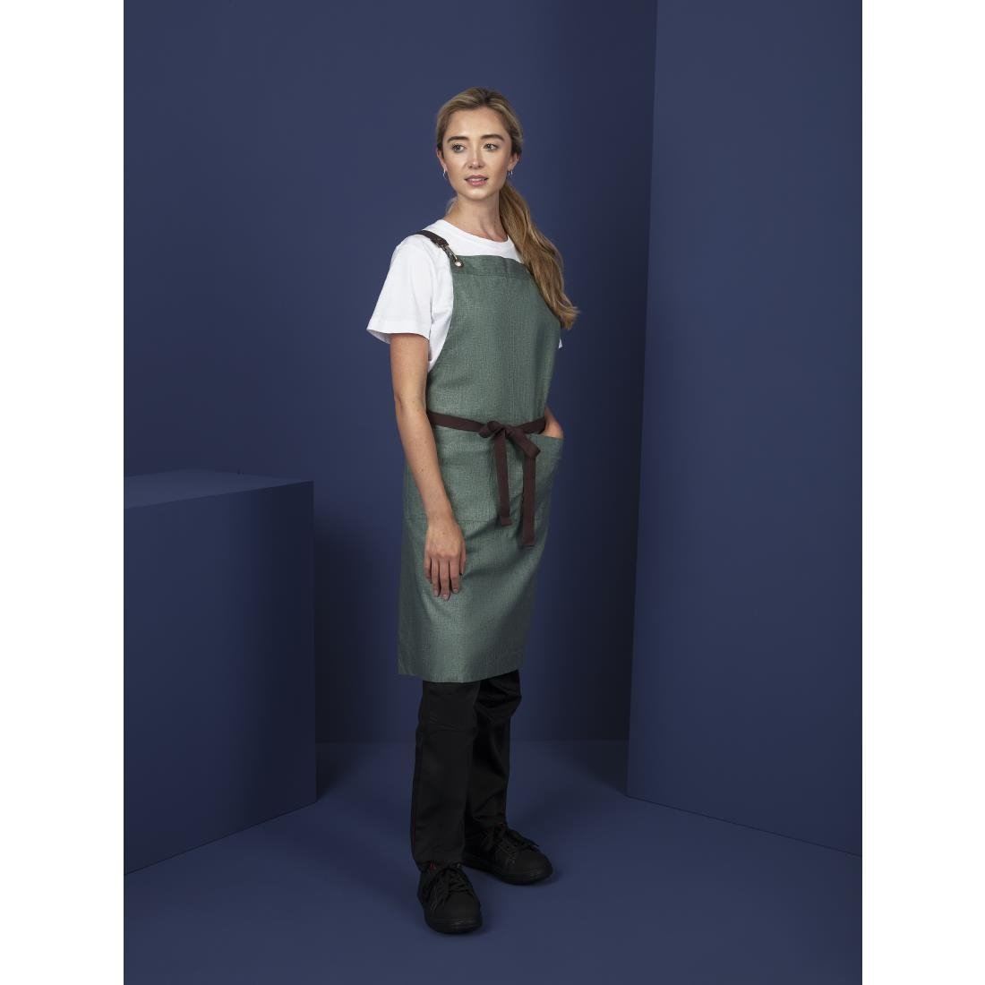 Southside Linen Blend Bib Apron Forest Green - BB690
