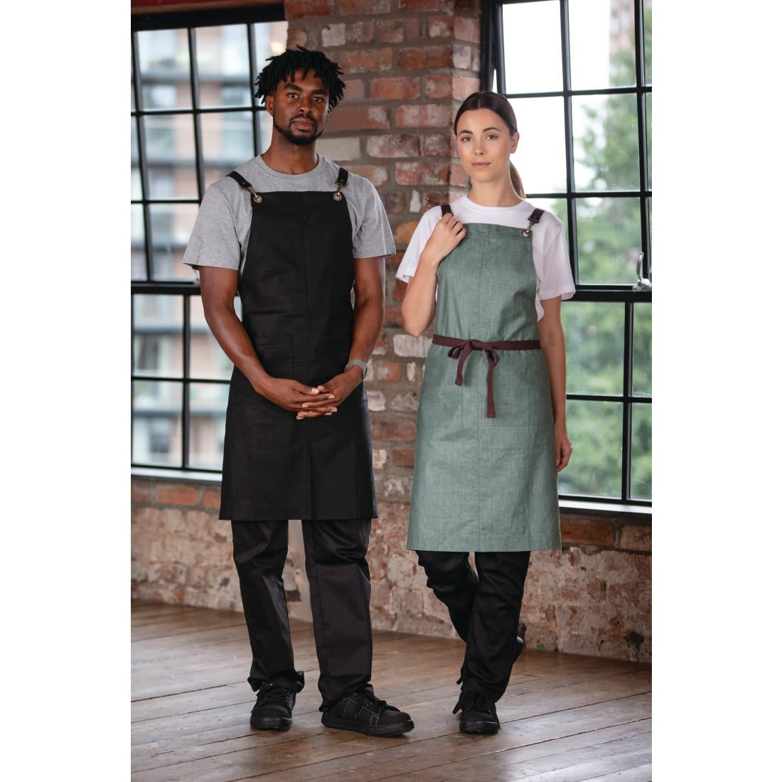 Southside Linen Blend Bib Apron Forest Green - BB690