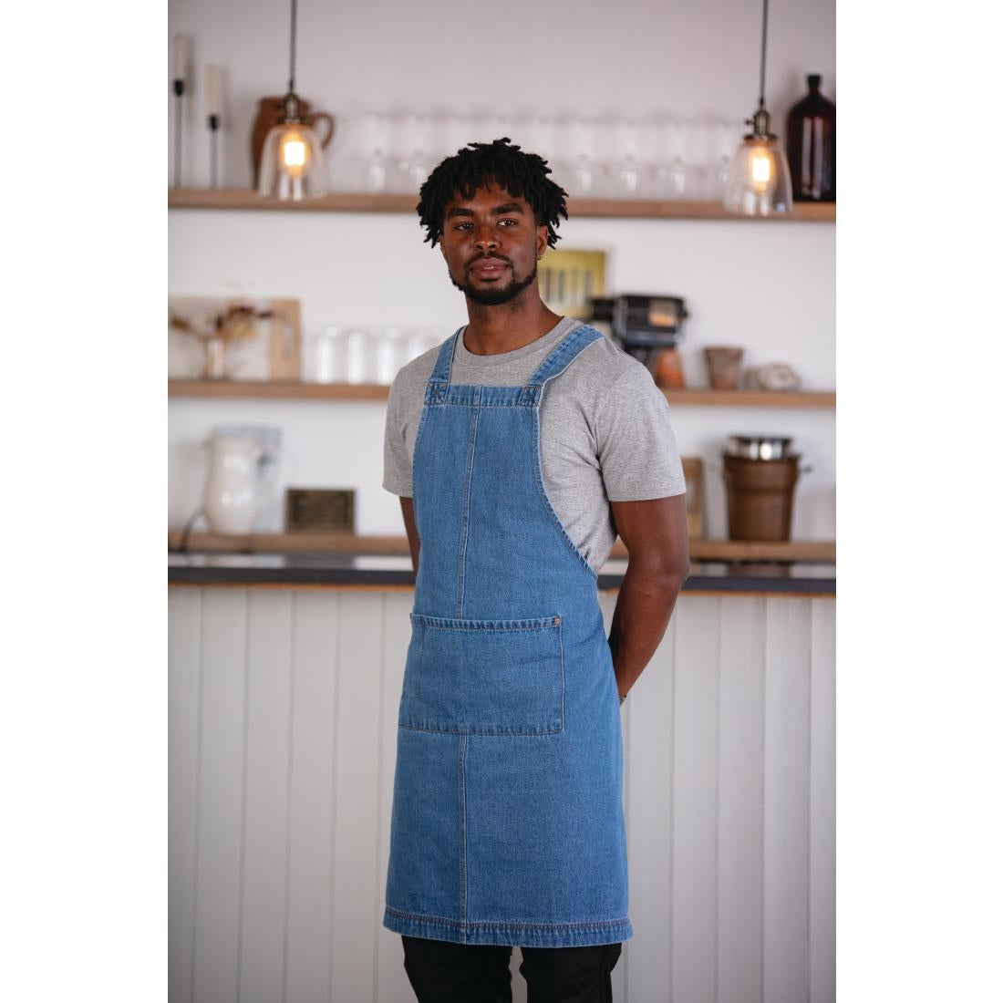 Southside Denim Bib Apron Light Blue - BB694