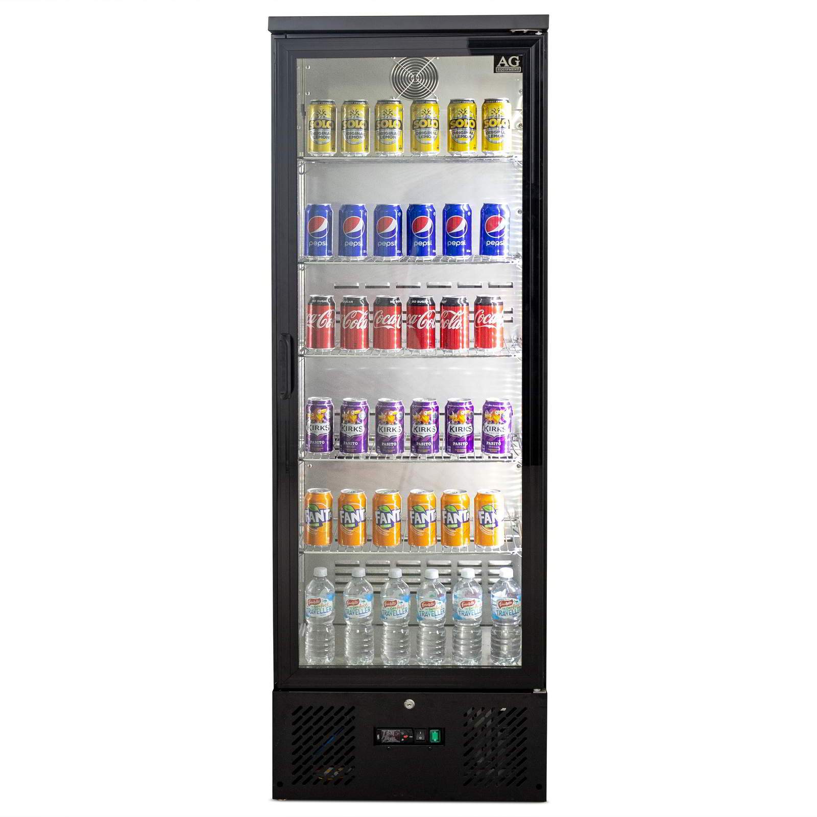 AG Equipment 300L Upright Glass Door Display / Backbar Fridge - Black B300G
