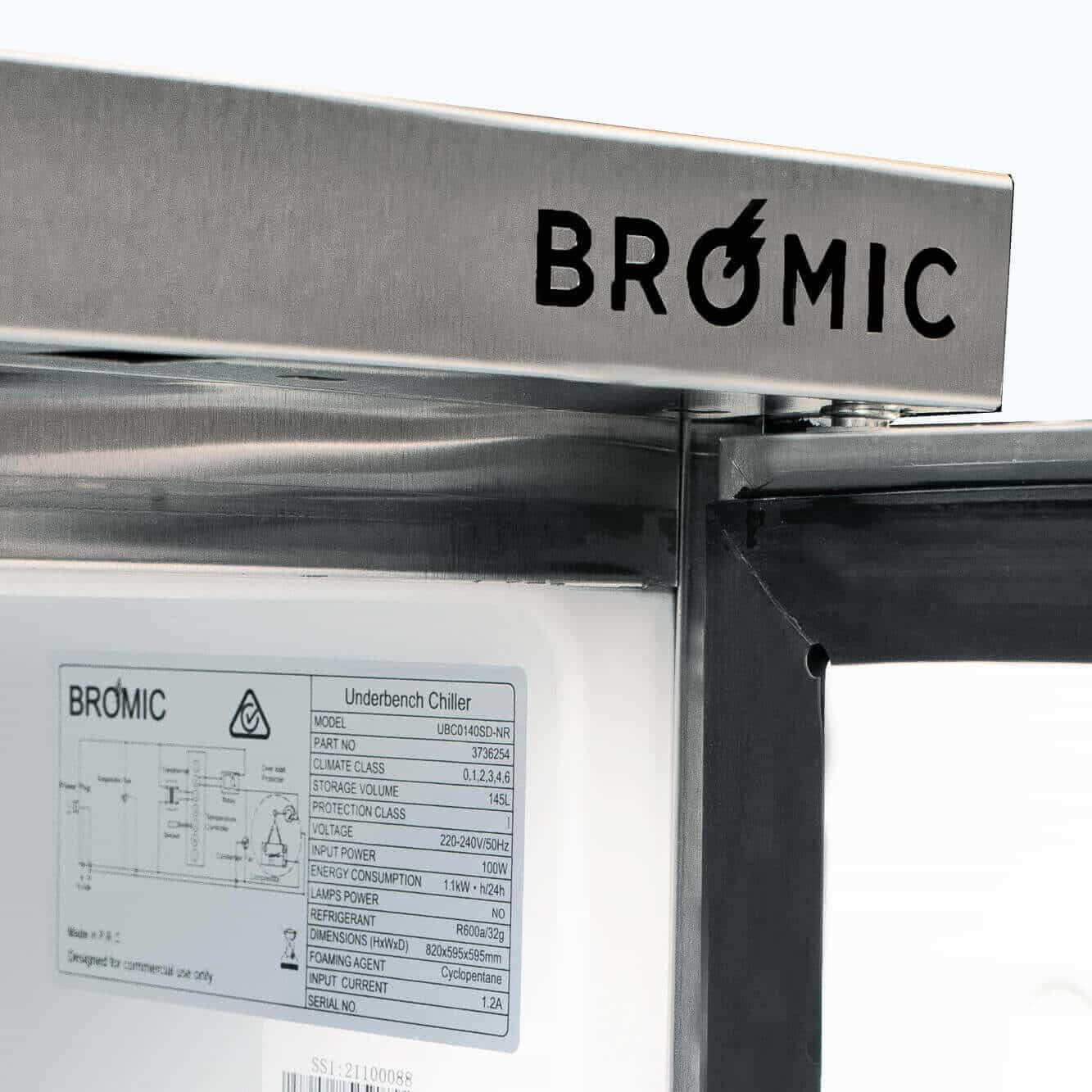 Bromic Under Bench Fridge - 138L - 1 Door - Stainless Steel UBC0140SD-NR