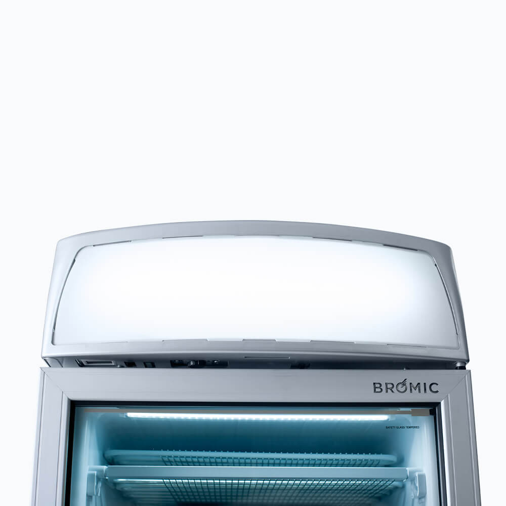 Bromic Upright Display Freezer - 300L - 1 Door - Flat Glass - Lightbox UF0374LS-NR