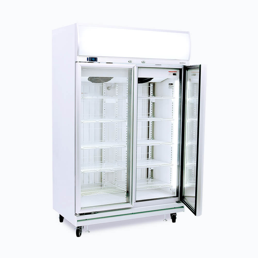 Bromic Upright Display Freezer - 976L - 2 Doors - Flat Glass - Lightbox UF1000LF