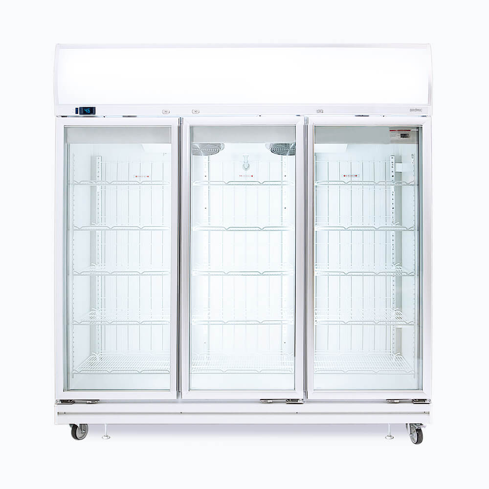 Bromic Upright Display Freezer - 1507L - 3 Doors - Flat Glass - Lightbox UF1500LF
