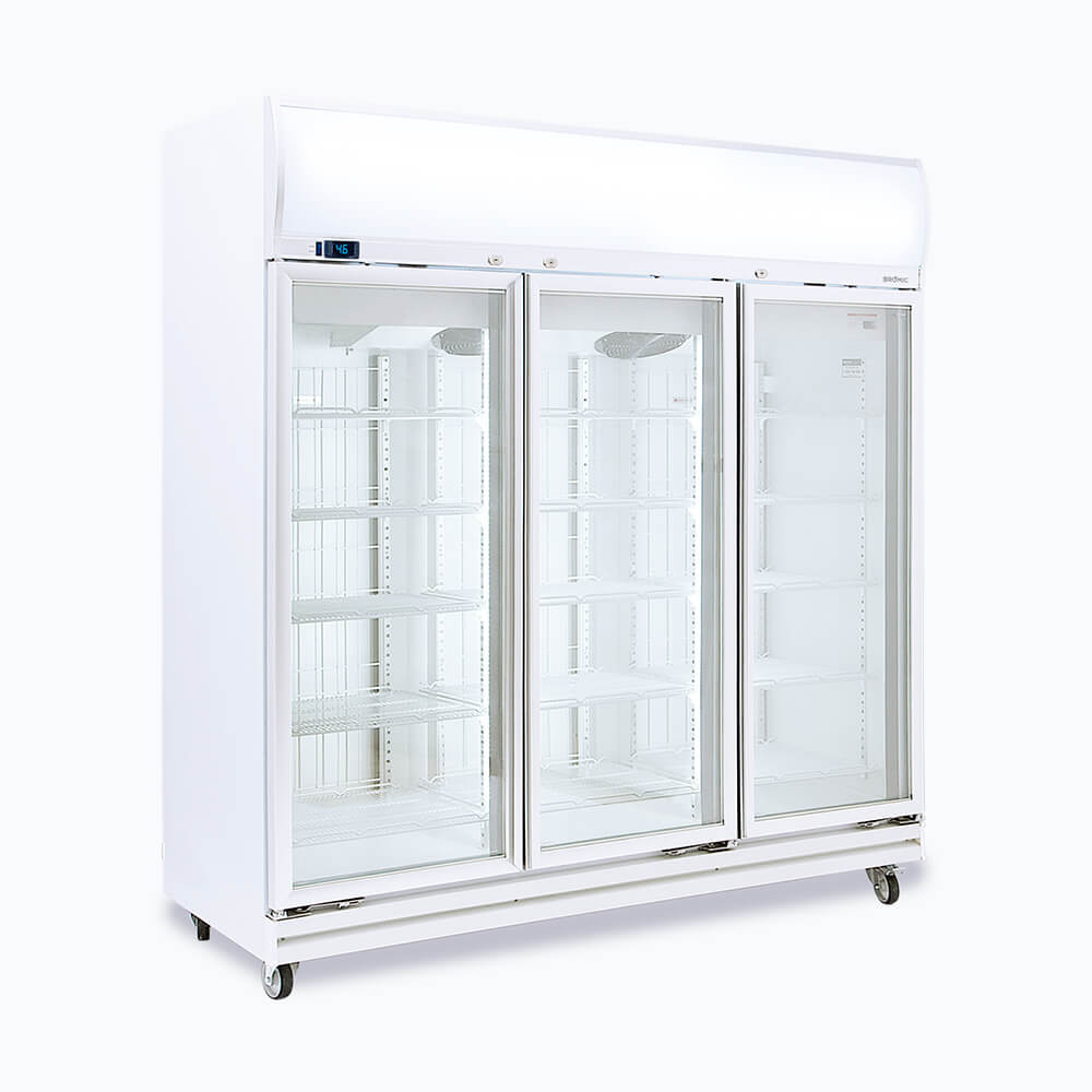 Bromic Upright Display Freezer - 1507L - 3 Doors - Flat Glass - Lightbox UF1500LF