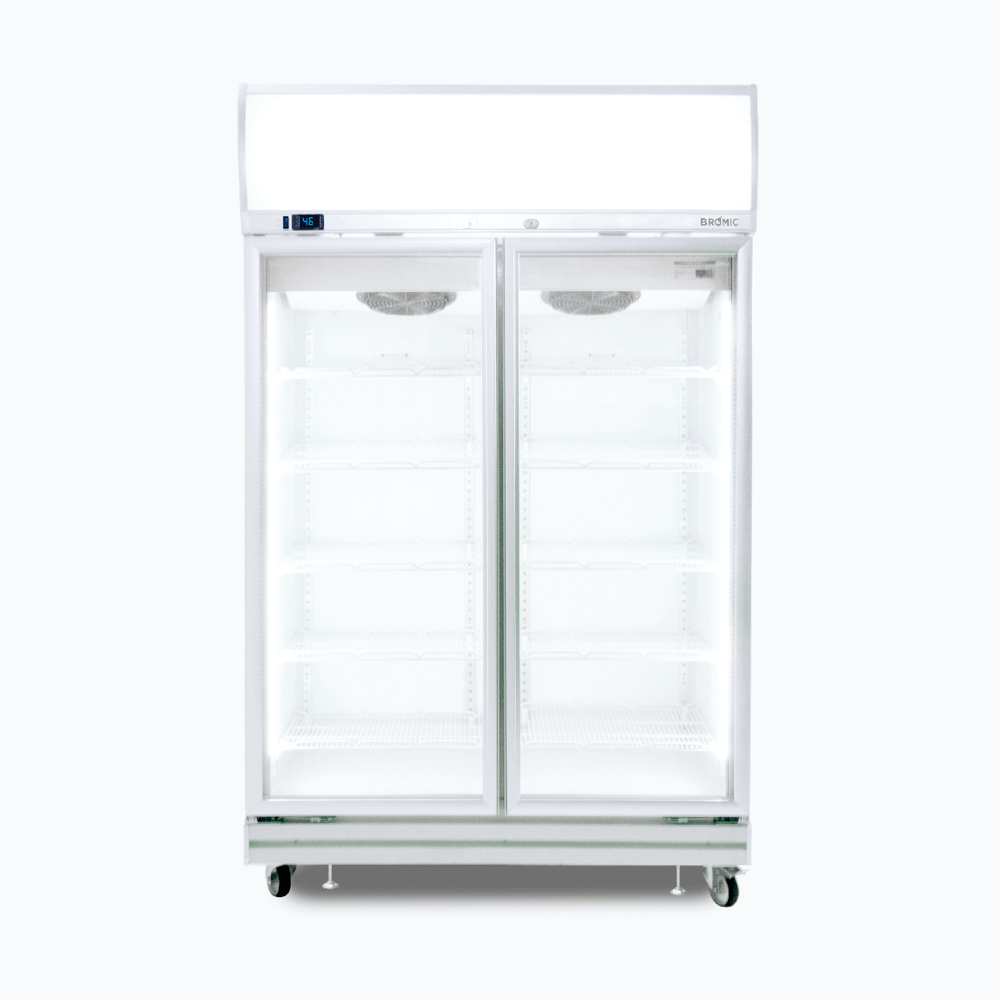 Bromic Upright Display Fridge - 976L - 2 Doors - Flat Glass - Lightbox GD1000LF