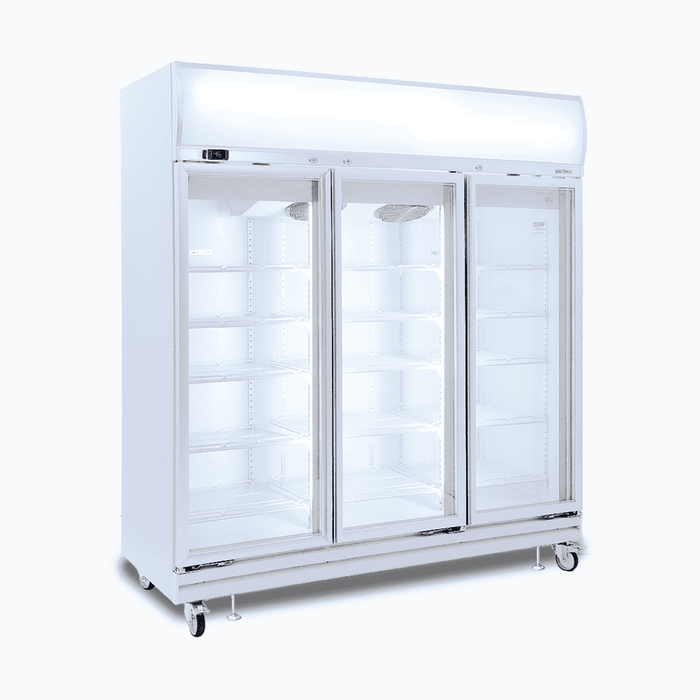 Bromic Upright Display Fridge - 1507L - 3 Doors - Flat Glass - Lightbox GD1500LF