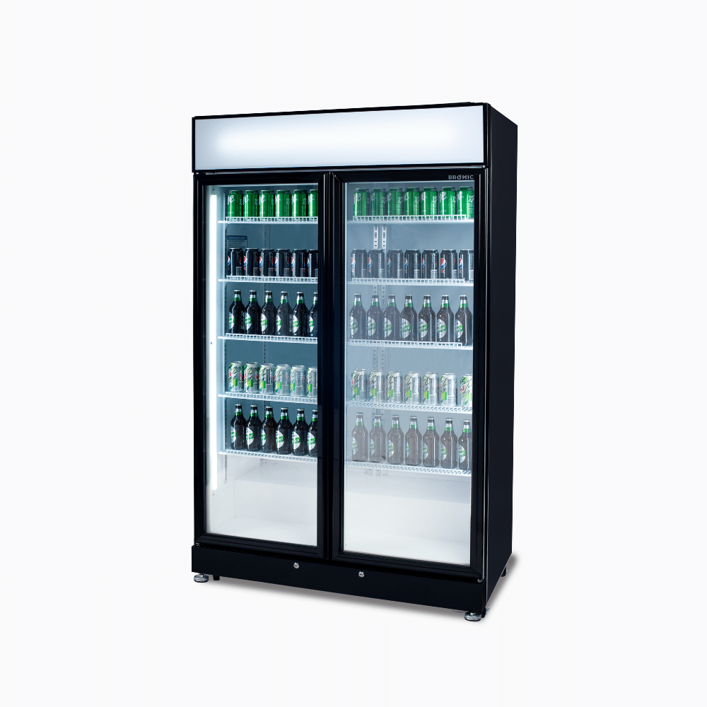 Bromic Upright Display Fridge - 885L - 2 Doors - Flat Glass - Black GM0900LBECO-NR