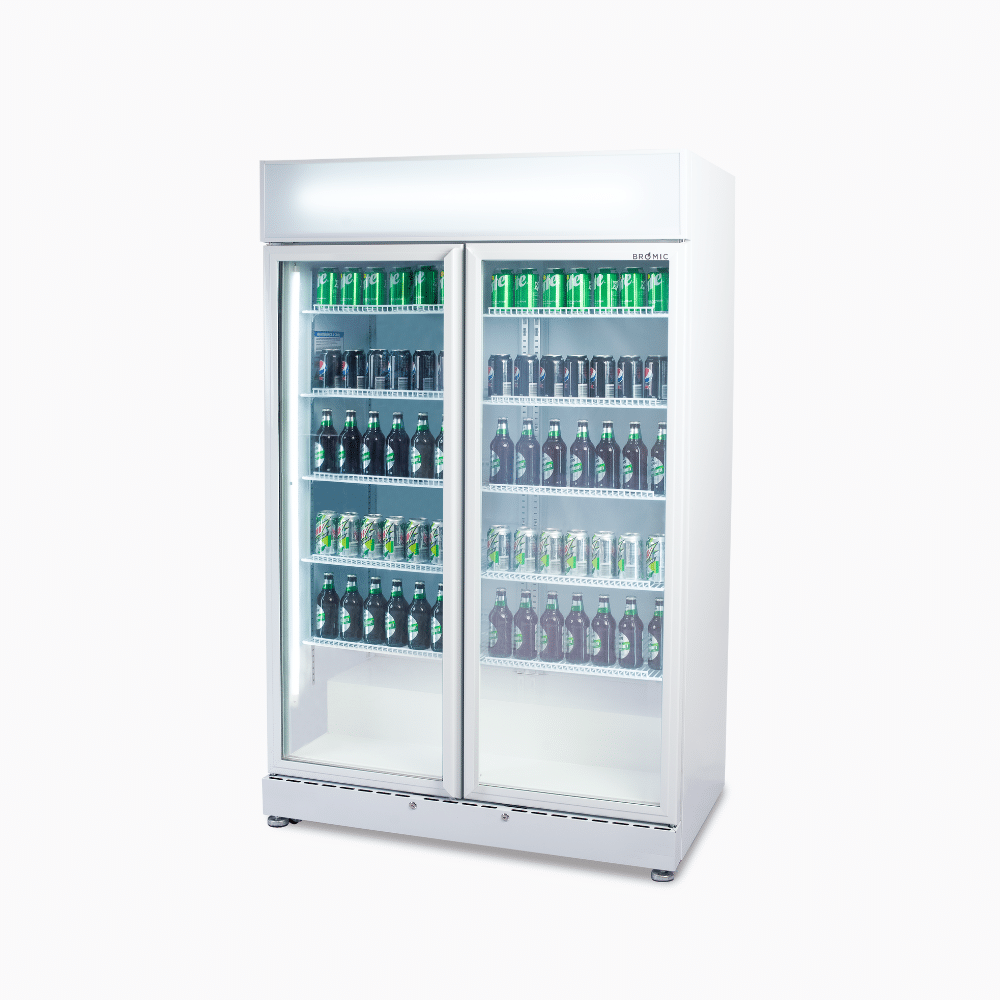 Bromic Upright Display Fridge - 885L - 2 Doors - Flat Glass - White GM0900LWECO-NR