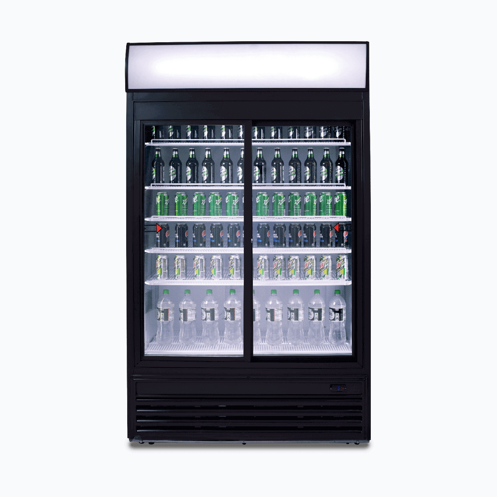 Bromic Upright Display Fridge - 945L - 2 Doors - Sliding - Flat Glass - Lightbox GM0980LS-NR