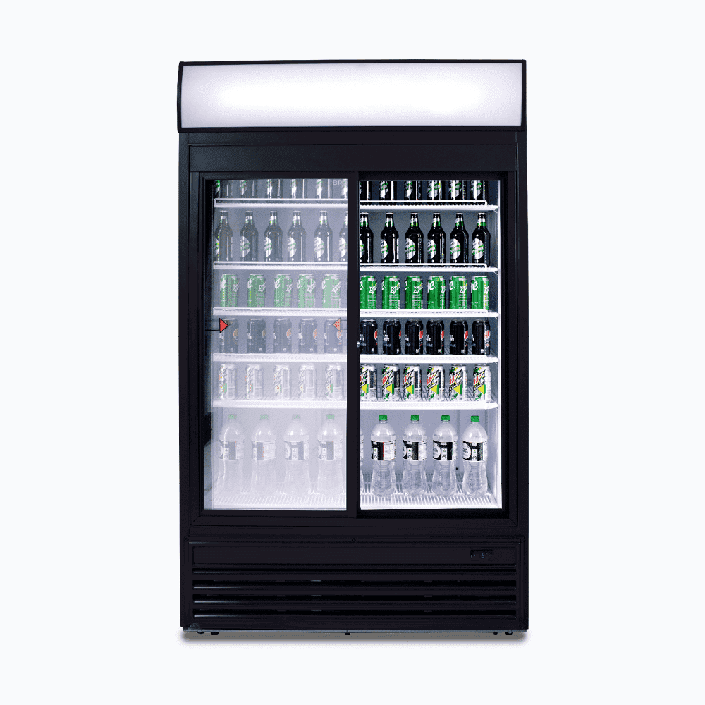 Bromic Upright Display Fridge - 945L - 2 Doors - Sliding - Flat Glass - Lightbox GM0980LS-NR