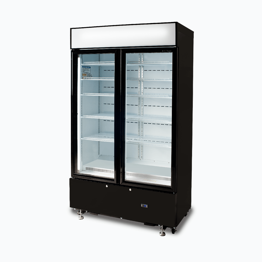 Bromic Upright Display Fridge - 960L - 2 Doors - Flat Glass - Cassette - Black GM1000LBCAS