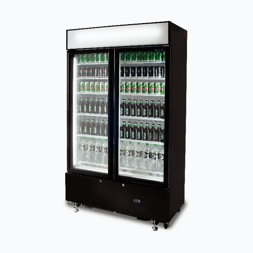 Bromic Upright Display Fridge - 960L - 2 Doors - Flat Glass - Cassette - Black GM1000LBCAS