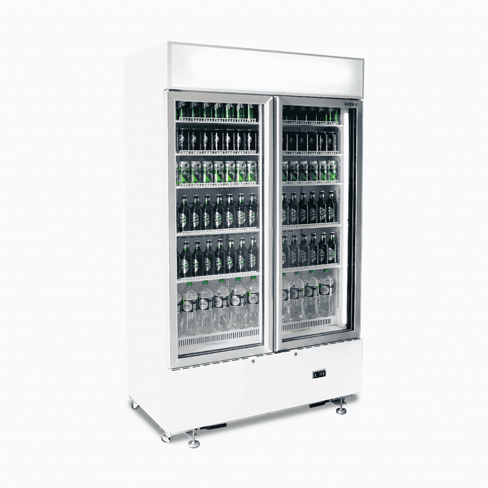 Bromic Upright Display Fridge - 960L - 2 Doors - Flat Glass - Cassette - White GM1000LWCAS
