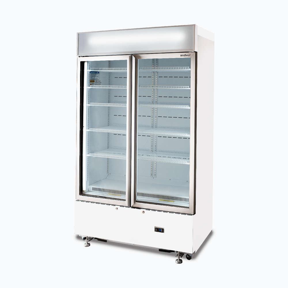 Bromic Upright Display Fridge - 960L - 2 Doors - Flat Glass - Cassette - White GM1000LWCAS