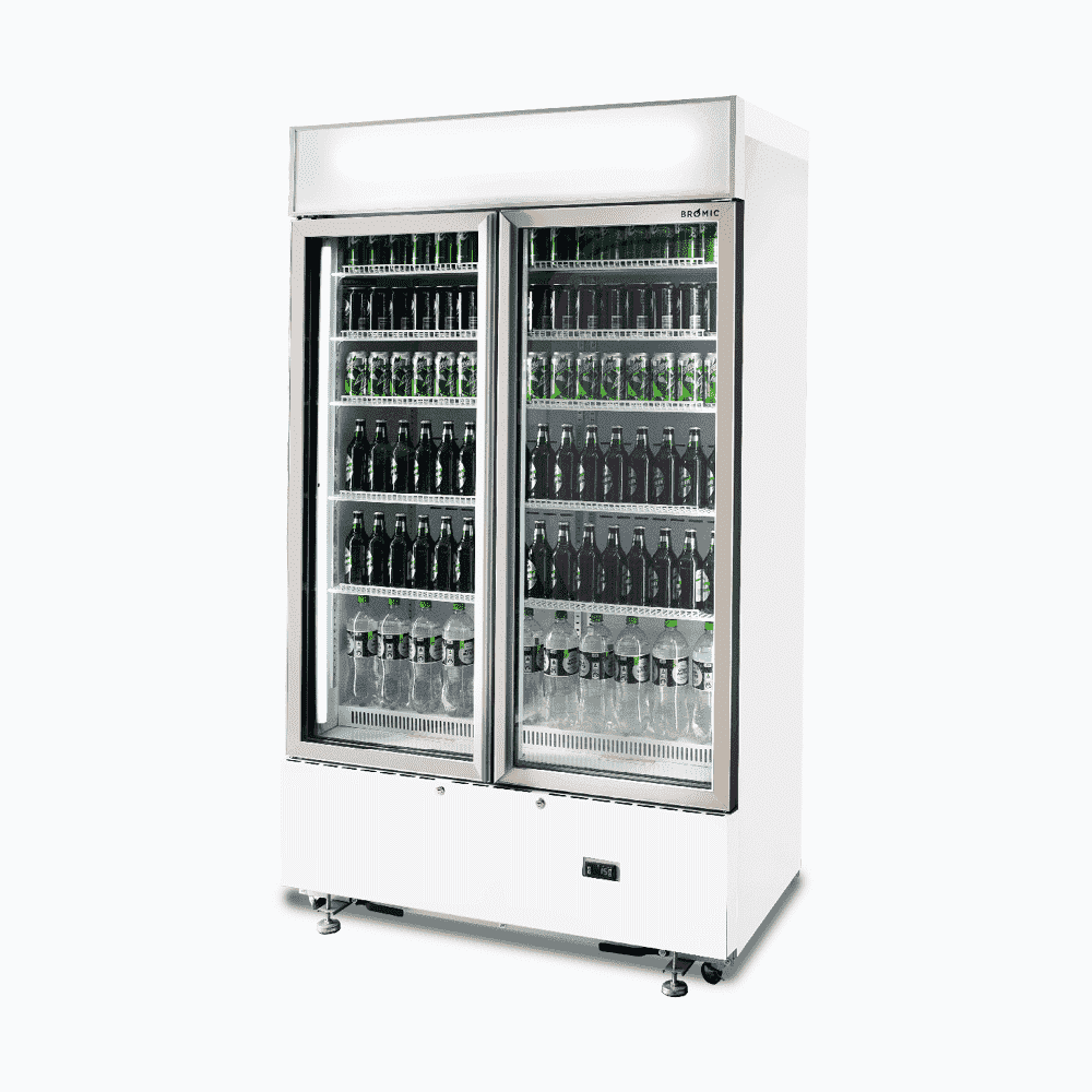 Bromic Upright Display Fridge - 960L - 2 Doors - Flat Glass - Cassette - White GM1000LWCAS
