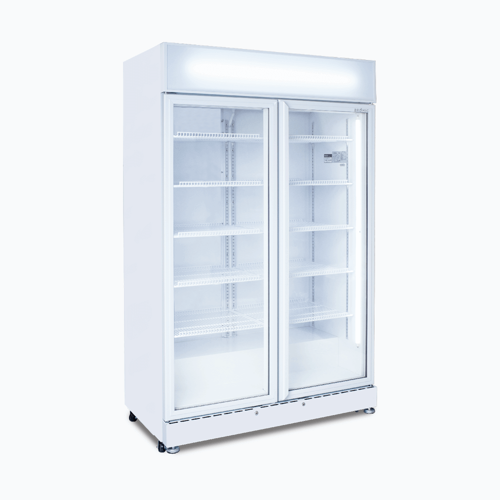 Bromic Upright Display Fridge - 885L - 2 Doors - Flat Glass - White GM0900LWECO-NR