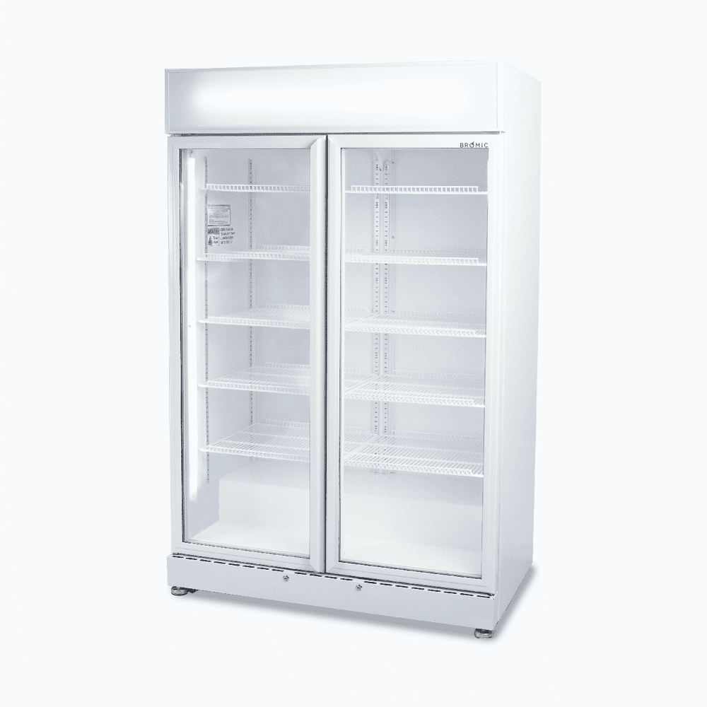 Bromic Upright Display Fridge - 885L - 2 Doors - Flat Glass - White GM0900LWECO-NR