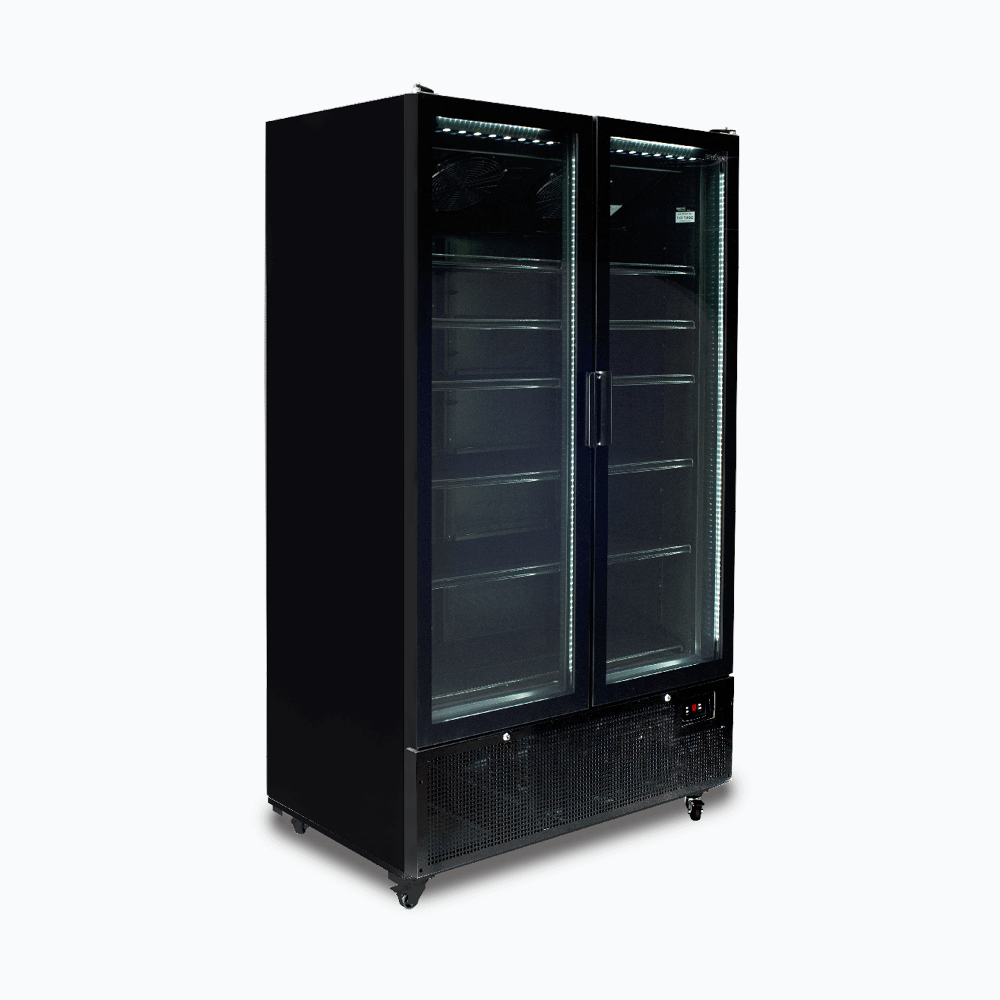 Bromic Upright Display Fridge - 1126L - 2 Door - Flat Glass - Black GM1100B-NR